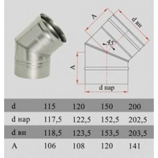 ДЫМОК Отвод ДМК 45 гр D120
