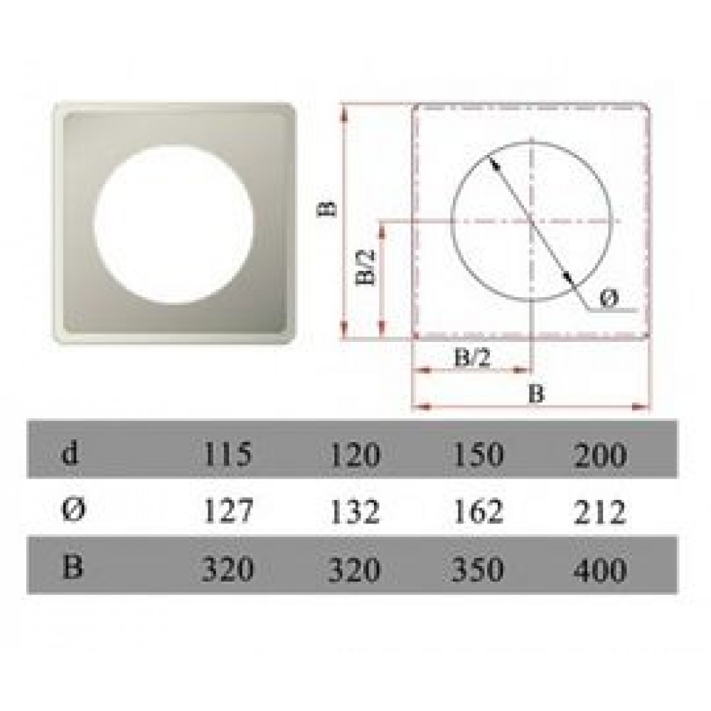 ДЫМОК Фланец ДМК 670х670 без изол на трубу D200/280