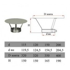 ДЫМОК Зонт ДМК на трубу D180