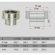 ДЫМОК Переходник ДМК ЛЮКС 321/430 0,5мм с D115 на D115/200